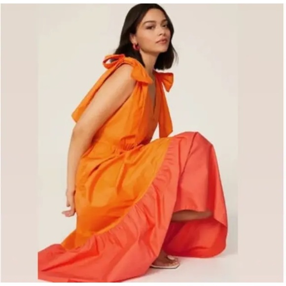 Color Me Courtney Louise Colorblock Tiered Maxi Dress Size 0 - Picture 11 of 12